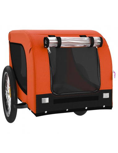 Rimorchio da Bici per Animali Arancione e Nero Oxford e Ferro