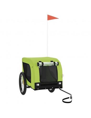 Rimorchio da Bici per Animali Verde e Nero Oxford e Ferro