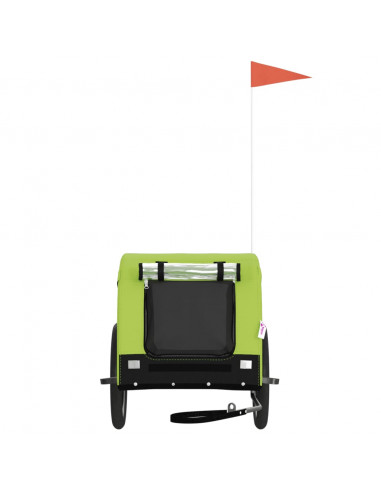 Rimorchio da Bici per Animali Verde e Nero Oxford e Ferro