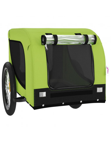 Rimorchio da Bici per Animali Verde e Nero Oxford e Ferro