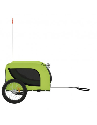 Rimorchio da Bici per Animali Verde e Nero Oxford e Ferro
