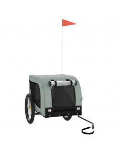 Rimorchio da Bici per Animali Grigio e Nero Oxford e Ferro 2