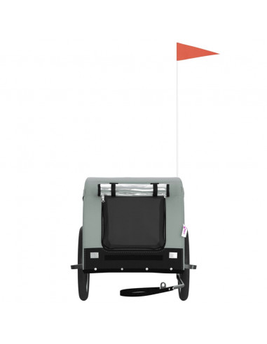 Rimorchio da Bici per Animali Grigio e Nero Oxford e Ferro