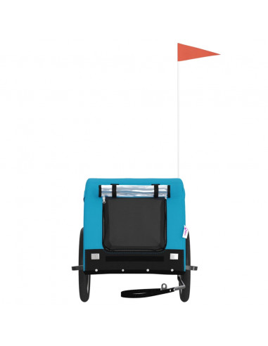 Rimorchio da Bici per Animali Blu e Nero Oxford e Ferro