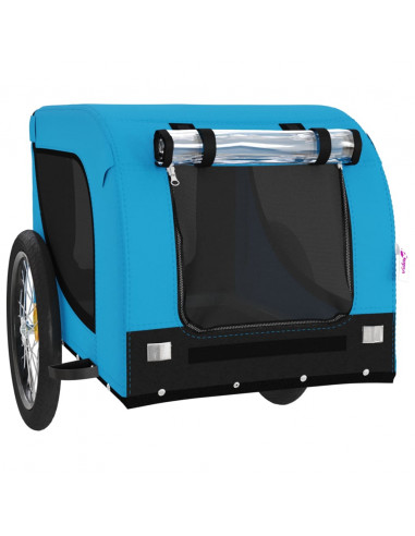 Rimorchio da Bici per Animali Blu e Nero Oxford e Ferro