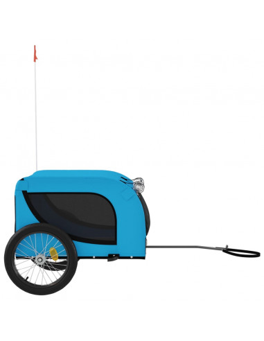 Rimorchio da Bici per Animali Blu e Nero Oxford e Ferro