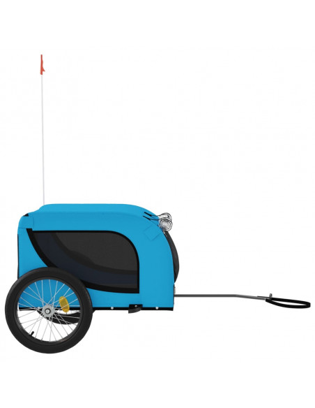 Rimorchio da Bici per Animali Blu e Nero Oxford e Ferro