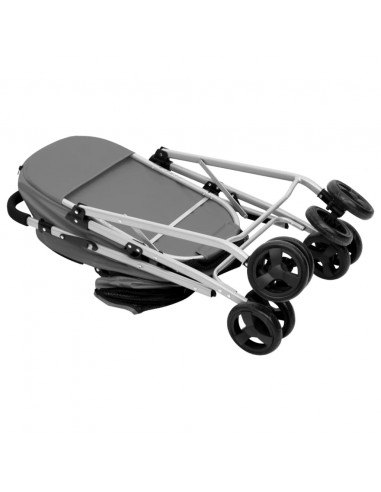 Passeggino Cani Pieghevole 2 Livelli Grigio 83x48x97cm Tessuto