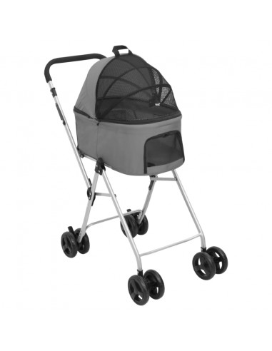Passeggino Cani Pieghevole 2 Livelli Grigio 83x48x97cm Tessuto