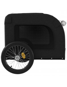 Rimorchio da Bici per Animali Grigio e Nero Oxford e Ferro 2