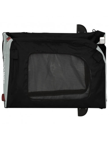 Rimorchio da Bici per Animali Grigio e Nero Oxford e Ferro