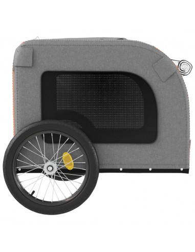Rimorchio da Bici per Animali Arancione e Grigio Oxford e Ferro