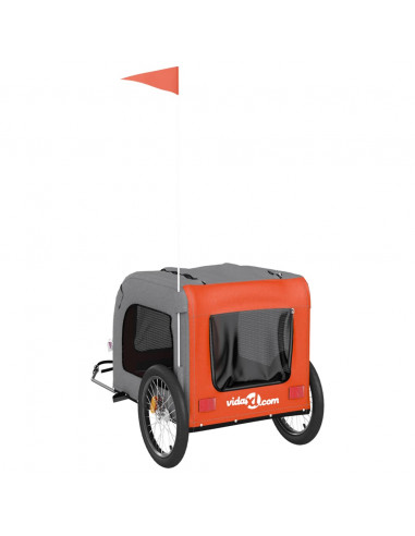 Rimorchio da Bici per Animali Arancione e Grigio Oxford e Ferro