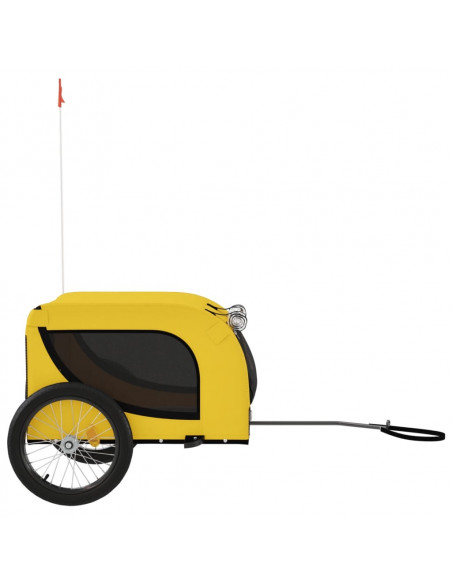 Rimorchio da Bici per Animali Giallo e Nero Oxford e Ferro