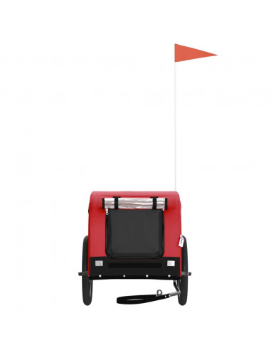 Rimorchio da Bici per Animali Rosso e Nero Oxford e Ferro