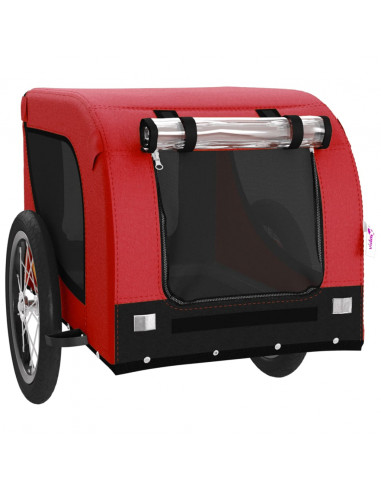 Rimorchio da Bici per Animali Rosso e Nero Oxford e Ferro