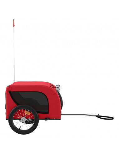 Rimorchio da Bici per Animali Rosso e Nero Oxford e Ferro