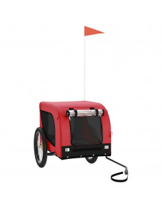 Rimorchio da Bici per Animali Rosso e Nero Oxford e Ferro 2