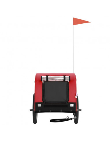 Rimorchio da Bici per Animali Rosso e Nero Oxford e Ferro