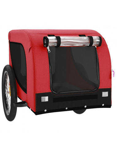 Rimorchio da Bici per Animali Rosso e Nero Oxford e Ferro
