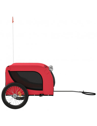 Rimorchio da Bici per Animali Rosso e Nero Oxford e Ferro