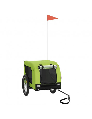 Rimorchio da Bici per Animali Verde e Nero Oxford e Ferro