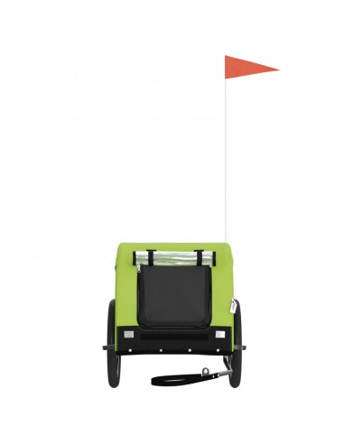 Rimorchio da Bici per Animali Verde e Nero Oxford e Ferro