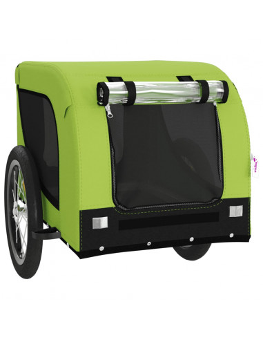 Rimorchio da Bici per Animali Verde e Nero Oxford e Ferro