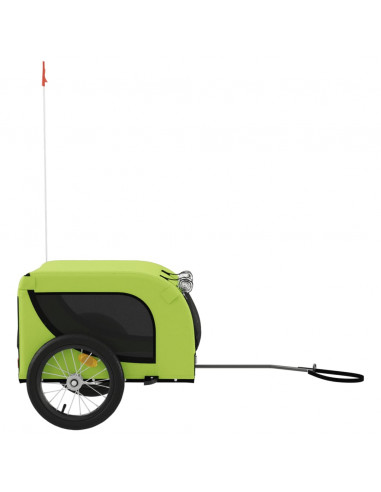 Rimorchio da Bici per Animali Verde e Nero Oxford e Ferro