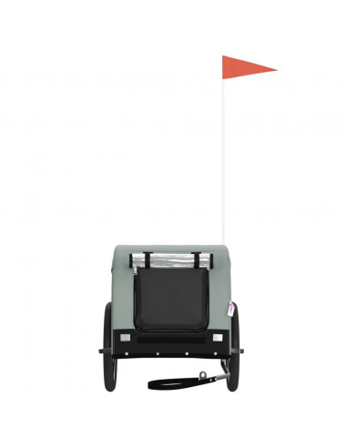 Rimorchio da Bici per Animali Grigio e Nero Oxford e Ferro