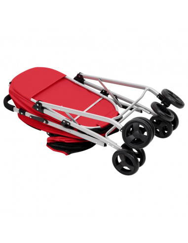 Passeggino Cani Pieghevole 2 Livelli Rosso 83x48x97cm Tessuto