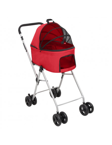 Passeggino Cani Pieghevole 2 Livelli Rosso 83x48x97cm Tessuto