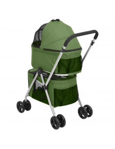 Passeggino Cani Pieghevole 2 Livelli Verde 83x48x97cm Tessuto 2