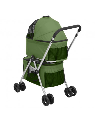 Passeggino Cani Pieghevole 2 Livelli Verde 83x48x97cm Tessuto