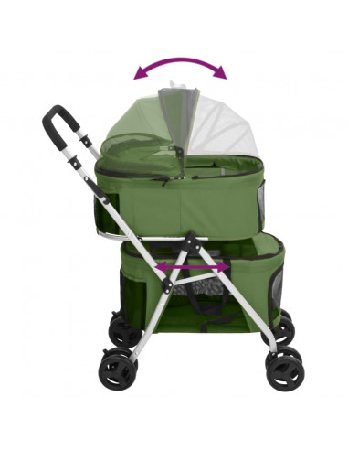Passeggino Cani Pieghevole 2 Livelli Verde 83x48x97cm Tessuto