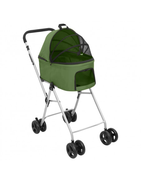 Passeggino Cani Pieghevole 2 Livelli Verde 83x48x97cm Tessuto