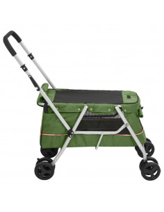 Passeggino Cani Pieghevole Verde 100x49x96cm Tessuto di Lino 2