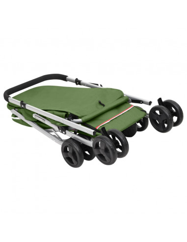Passeggino Cani Pieghevole Verde 100x49x96cm Tessuto di Lino