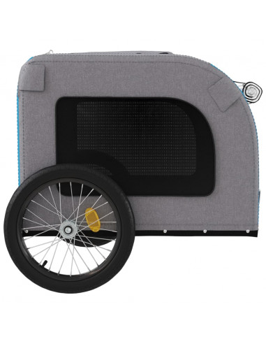Rimorchio da Bici per Animali Blu e Grigio Oxford e Ferro