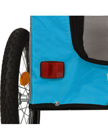 Rimorchio da Bici per Animali Blu e Grigio Oxford e Ferro