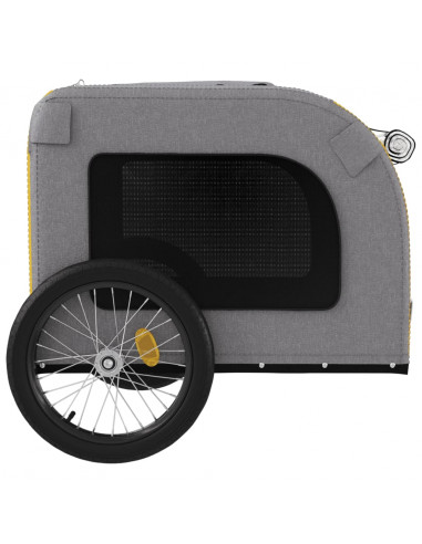 Rimorchio da Bici per Animali Giallo e Grigio Oxford e Ferro