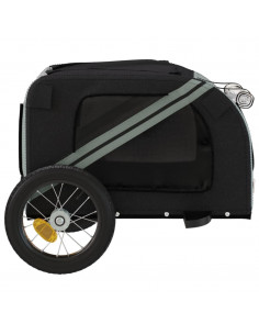 Rimorchio da Bici per Animali Grigio e Nero Oxford e Ferro 2