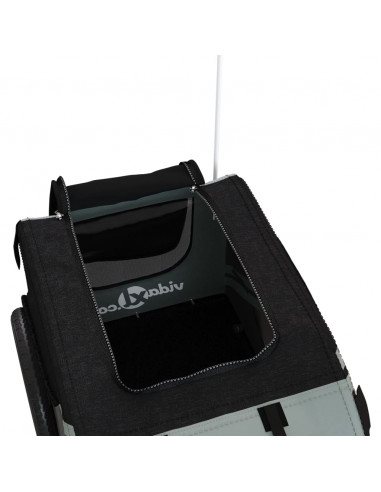 Rimorchio da Bici per Animali Grigio e Nero Oxford e Ferro