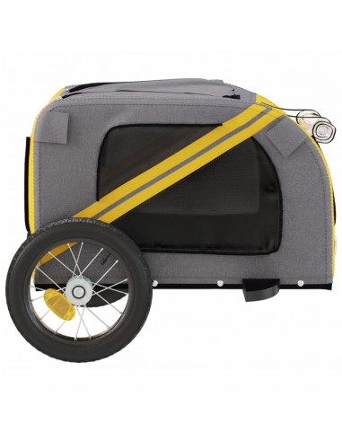 Rimorchio da Bici per Animali Giallo e Grigio Oxford e Ferro
