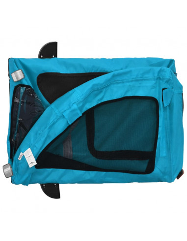 Rimorchio da Bici per Animali Blu Oxford e Ferro