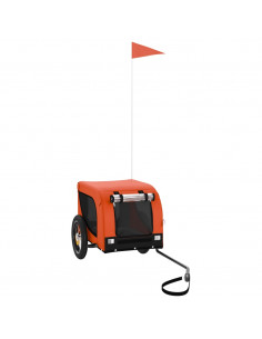 Rimorchio da Bici per Animali Arancione e Nero Oxford e Ferro 2