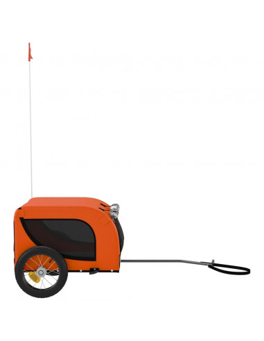 Rimorchio da Bici per Animali Arancione e Nero Oxford e Ferro