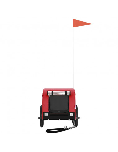 Rimorchio da Bici per Animali Rosso e Nero Oxford e Ferro