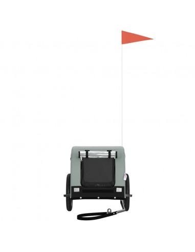 Rimorchio da Bici per Animali Grigio e Nero Oxford e Ferro