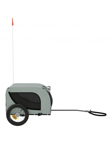 Rimorchio da Bici per Animali Grigio e Nero Oxford e Ferro